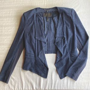 Navy Eyelet BCBG Maxazaria Cropped Zip Jacket